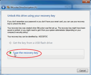 Type the recovery key