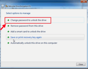 Change password to unlock the drive