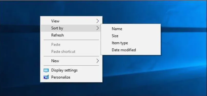 مرتب کردن آیکن ها