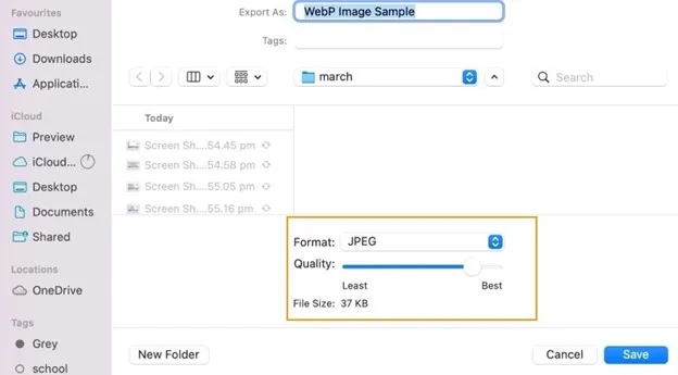تبدیل WebP به JPG در مک