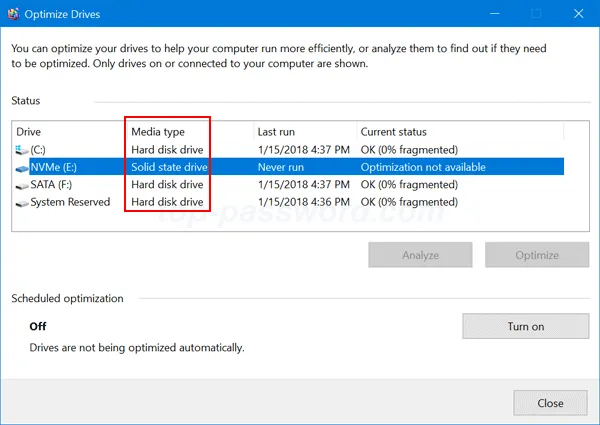  درایو SSD یا HDDMedia type