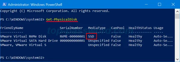 Get-PhysicalDisk