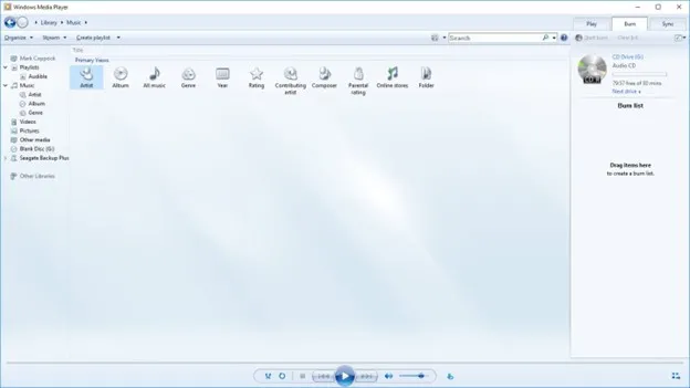 Windows Media Playerسی دی داده