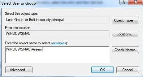 Cannot Delete Folder WINDOWSMAC\Aseem