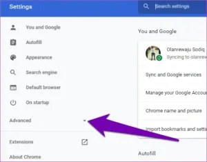 Advanced settings Clock