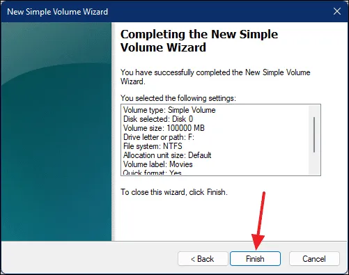 مرحله آخر پارتیشن بندی
