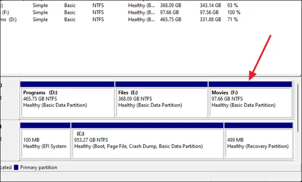 مشاهده درایو یا پارتیشن جدید