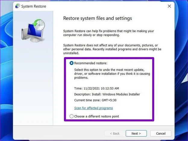 recommended restore خطای Undoing