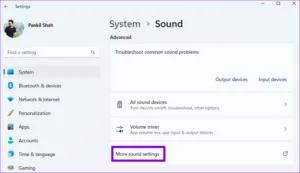 More sound settings