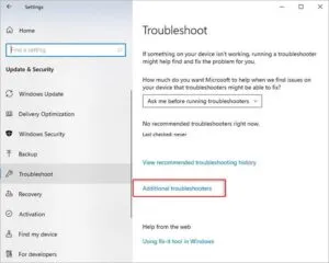 Additional troubleshooters