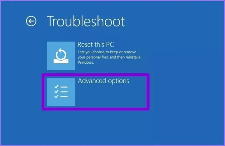Advanced Options خطای Undoing