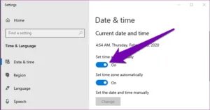 Set time automatically