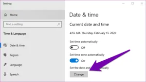 Set time and date manually
