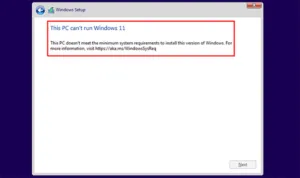 This PC can't run Windows 1