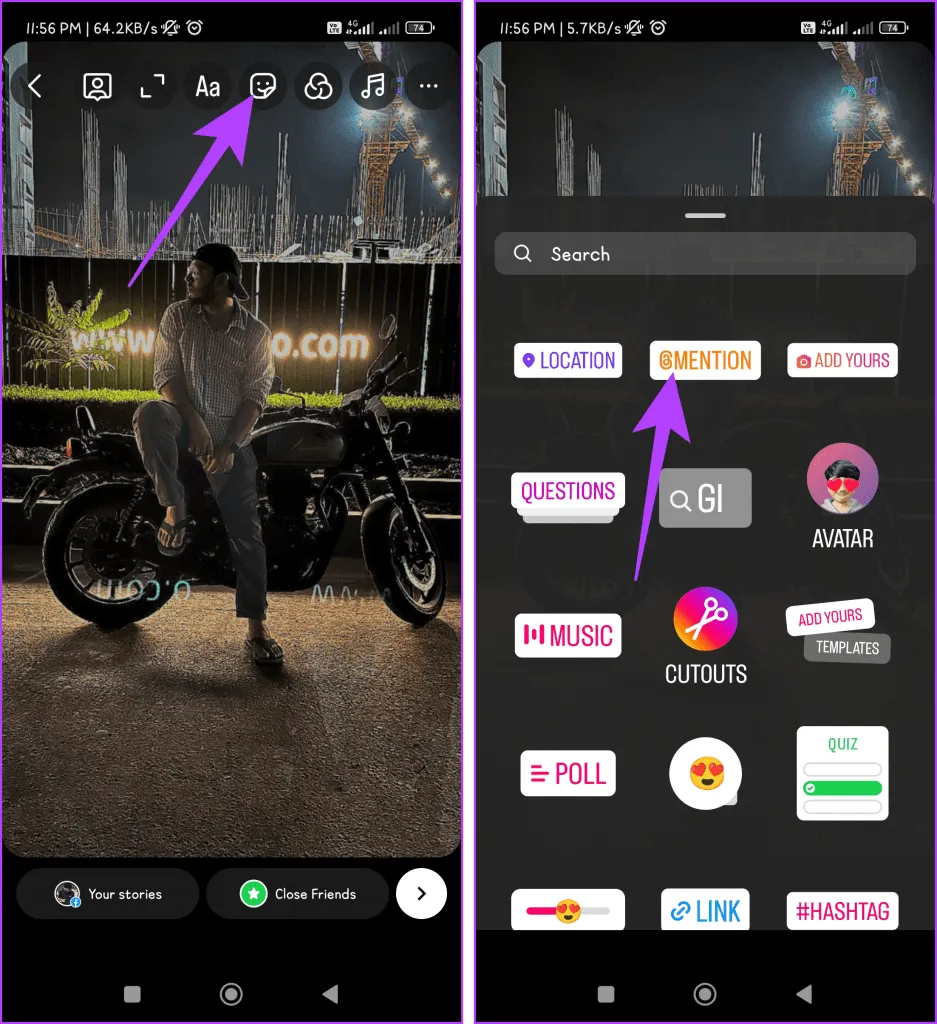 پنهان کردن منشن با کشیدن به بیرون از صفحه نمایش