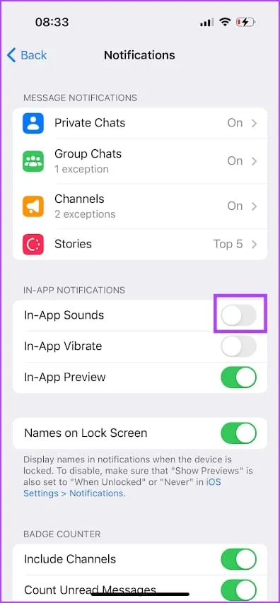 خاموش کردن صداهای مکالمه در تلگرام