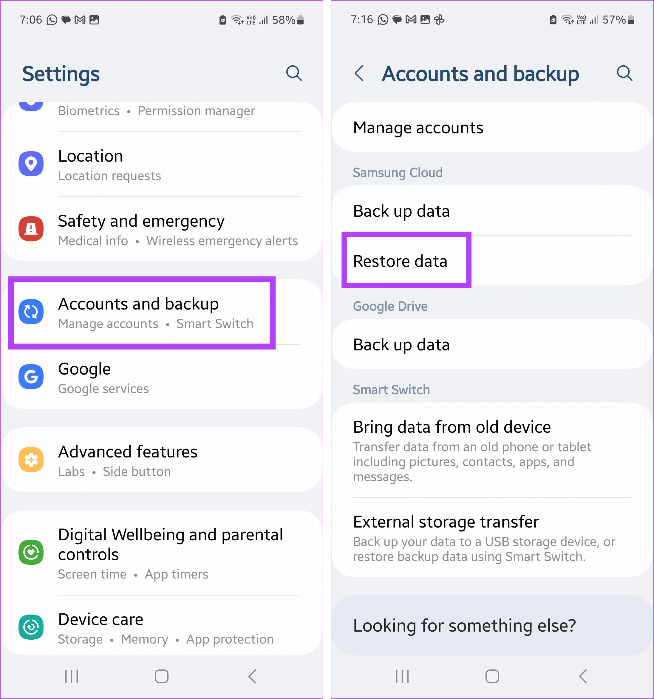 Accounts and backup